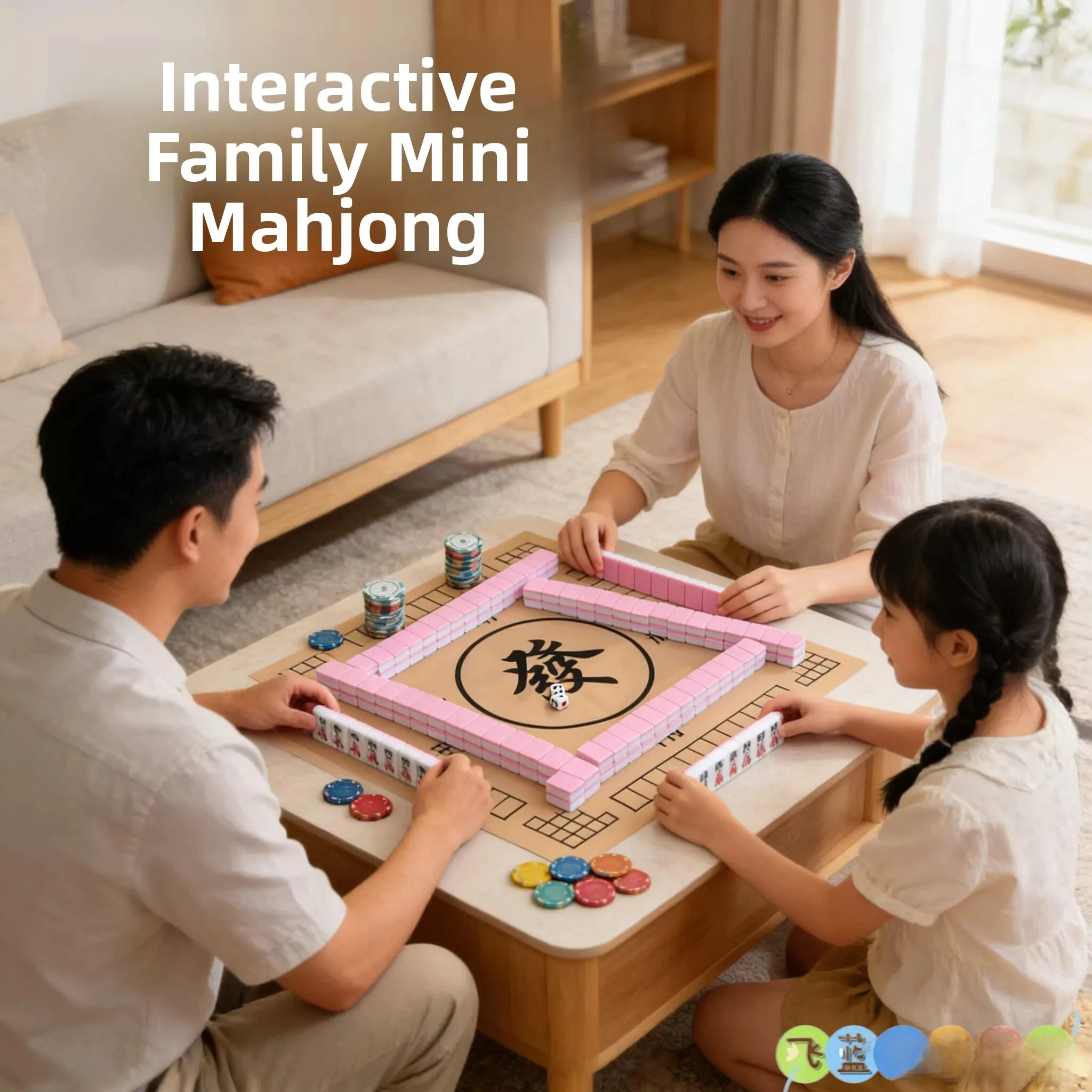 

Portable Mahjong Set Travel Kit with Table Mat Outdoor Game Equipment Creative Outing Small Gift Easy to Carry Spring Tour