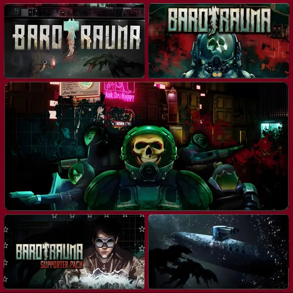 Dark Survival Game B-Barotrauma Mouse Pad Large Gaming Mousepad with Stitched Edges Thickened Desk Mat PC
