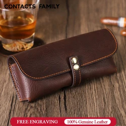 Retro Genuine Leather Glasses Case Portable Eye Glasses Pouch Sunglasses Holder Protective Glasses Box for Men Women