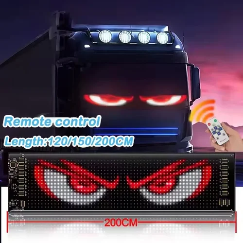Animación camión coche Devil Eye LED Panel de luz de píxeles Control remoto iluminación plegable suave desplazamiento para tablero parabrisas 12V