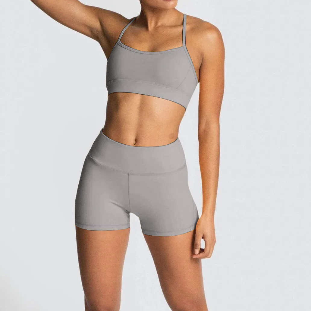

2025 2PCS Yoga Set Gym Suits with Shorts Crop Top Sports Bra Women Tracksuit Shorts 2 Pieces Running Clothing Fitness Clothing