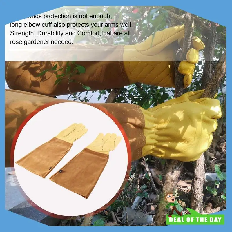 

24-Hour Delivery Gardening Gloves For Women And Men Thron Proof Rose Pruning Cow Leather Gloves With Long Forearm Protection Gau