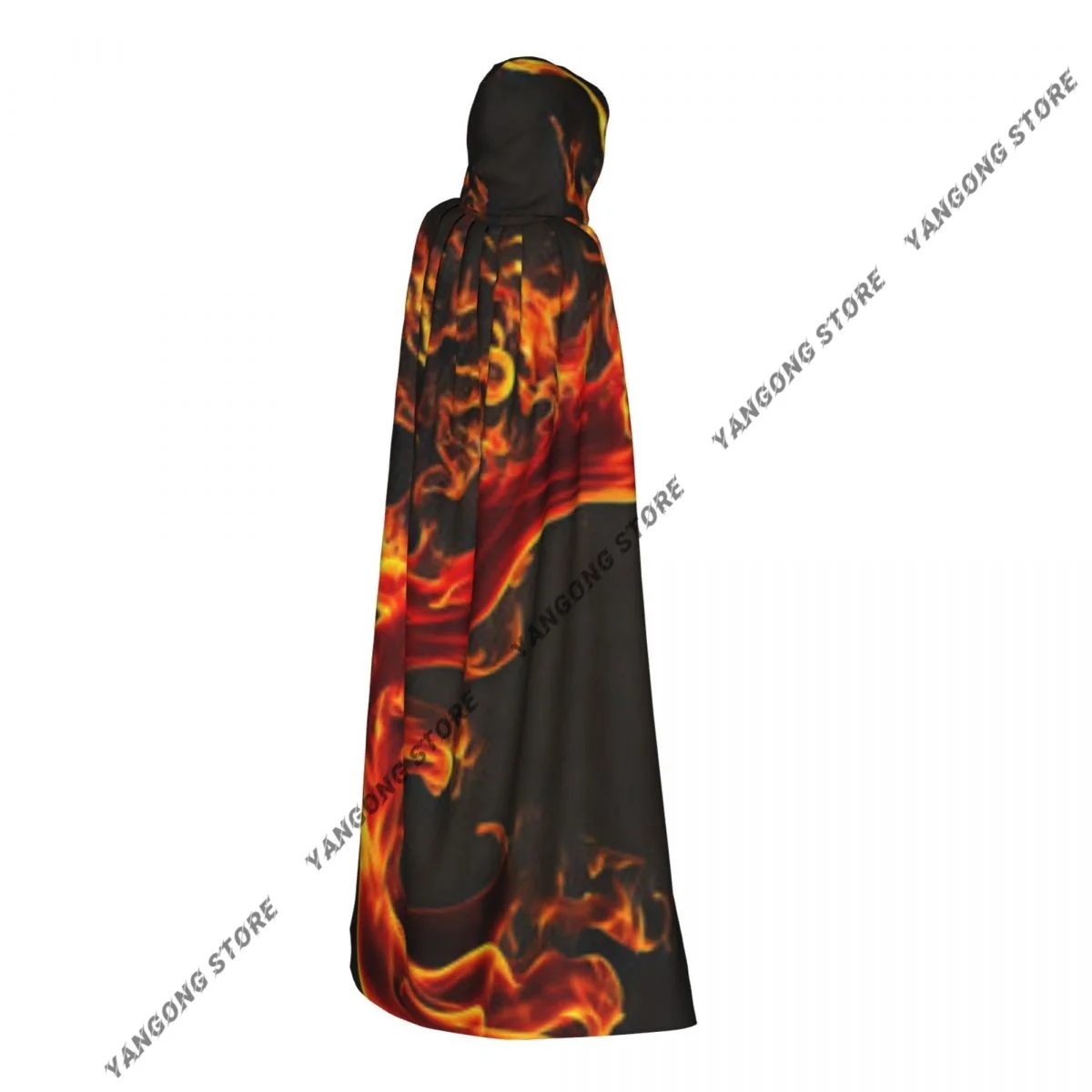 Witch Cloak Blaze Fire Flame Halloween Cosplay Costume Unisex Adult Cloak Retro Ages Cape