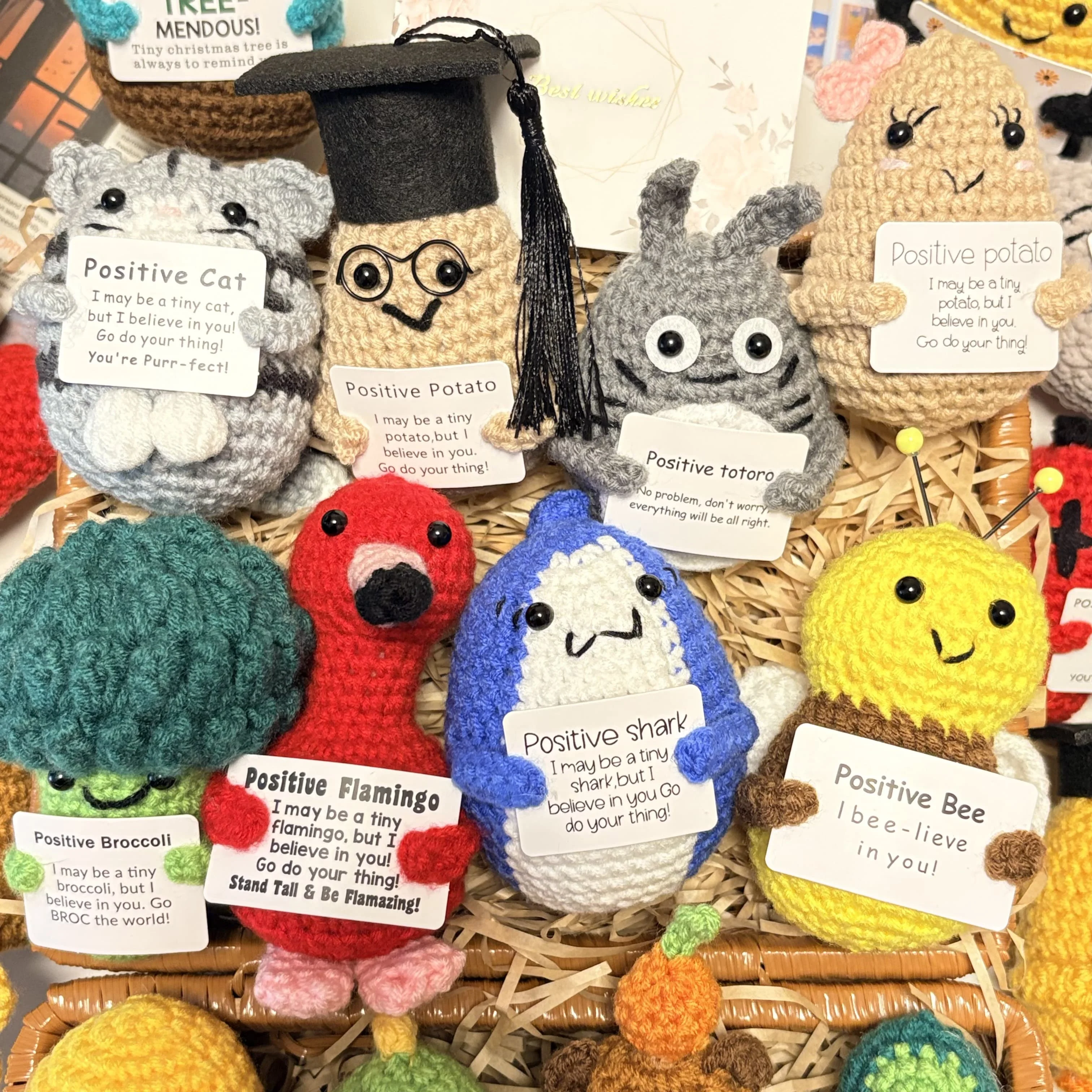 Positive Energy Potato Doll Hug Pocket Mini Handmade Wool Knitting Dolls Funny Emotional Support Plant Crochet Birthday Gift