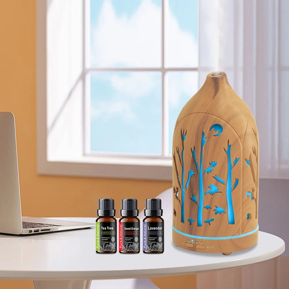 Relax & Recharge with 7 Color LED Diffuser Includes 3 Soothing Essential Oils, Safe & Silent