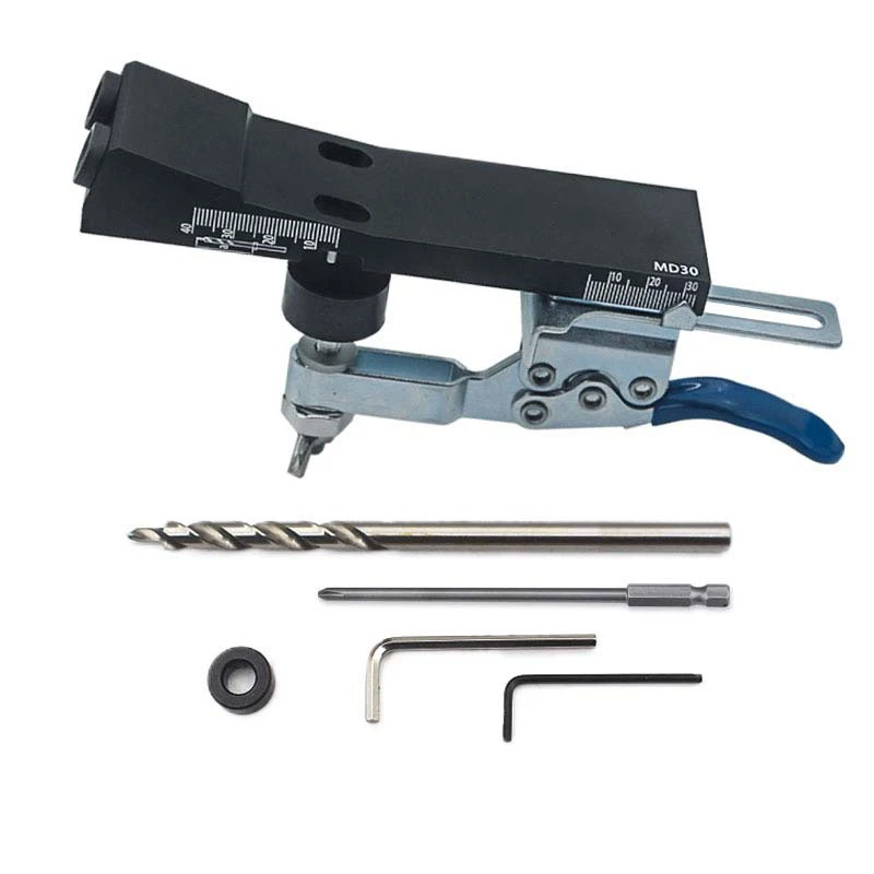 

15 Degree Drilling Locator Pocket Hole Jig Kit, Pocket Screw Jig, Pocket Dowel Hole Jig With Quick Clamp Wood Joint Angle Tool