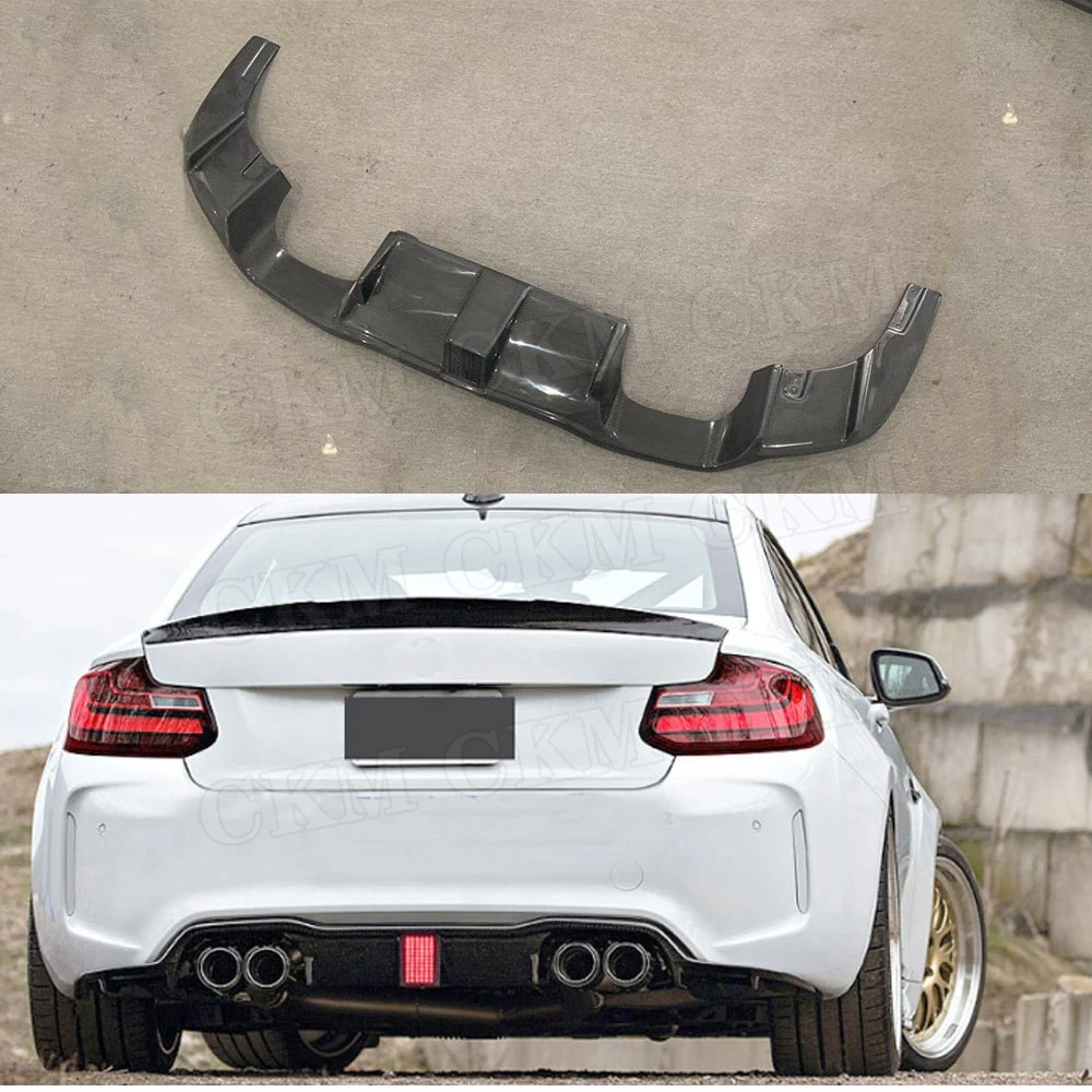 

CKMUUER Carbon Fiber Bumper Guard Car Styling Rear Lip Diffuser With LED Light for BMW 2 Series F87 M2 Coupe 2 Door 2015-2020