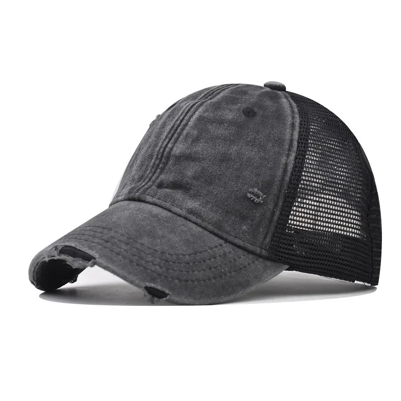 Washed Cotton Mesh Breathable Baseball Cap Made Old Ripped Light Board Caps Men and Women Tide Spring and Summer Vintage Hat