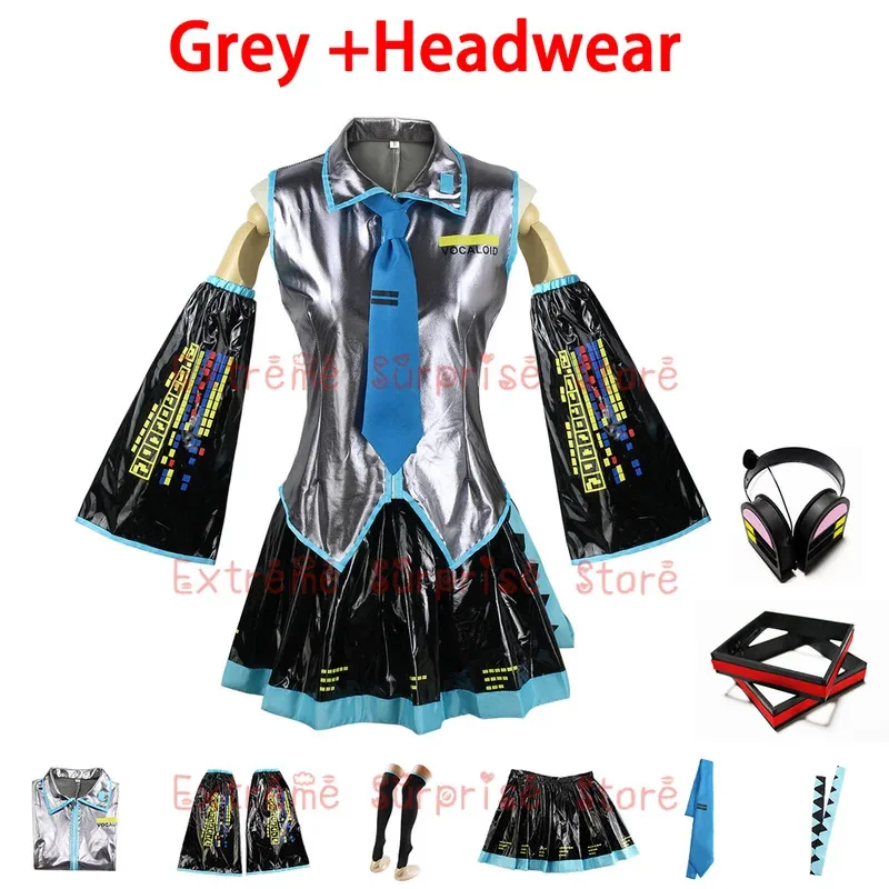 

Европейский размер, оптимизированная версия, костюм, полный комплект, платье Микуо, униформа, головные уборы, реквизит, костюмы Мику для косплея, если 3