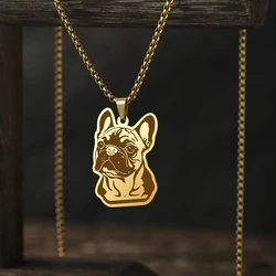 CHENGXUN French Bulldog Cute Pendant Necklace Stainless Steel Animal Necklaces for Women Men Birthday Party Gift