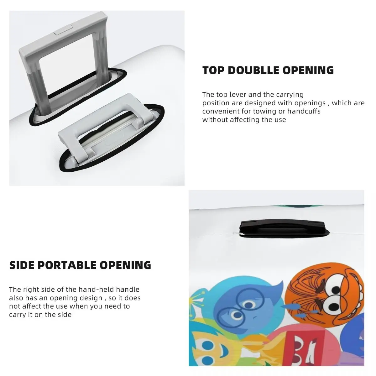 Custom Inside Out Cartoon Luggage Cover Protector Fashion Travel Suitcase Protective Cover for 18-32 Inch