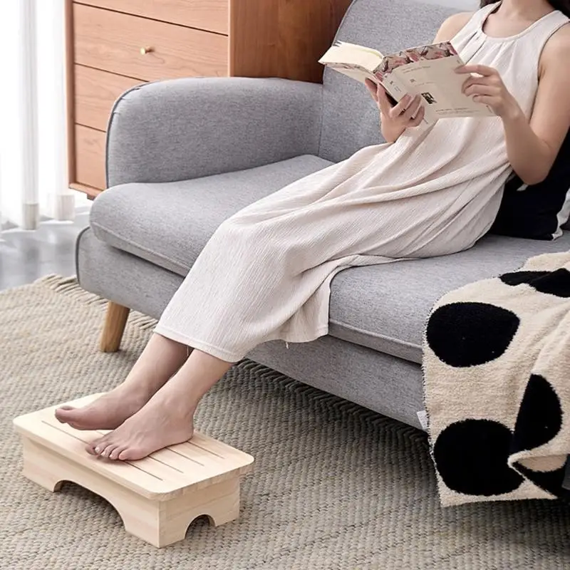 Wooden Stool Stable Footrest Solution Storage Friendly Design Foot Rest Under Desk Perfect For Compact Rooms KXRE