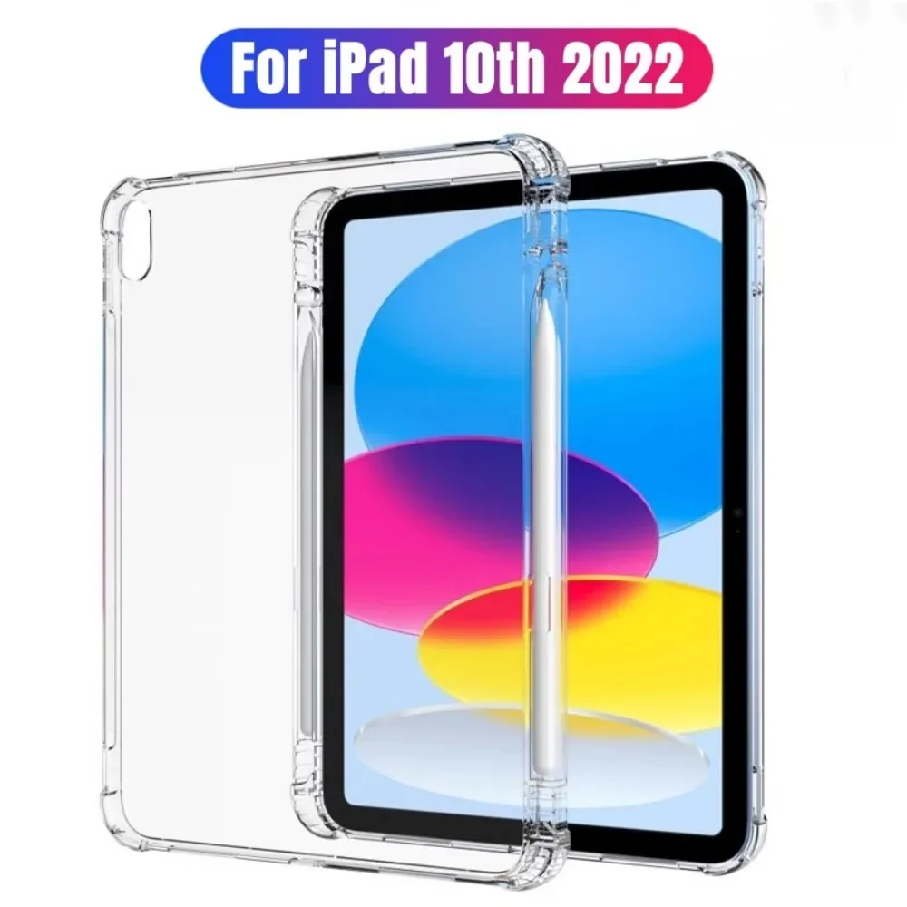 Transparent Case with Pencil Slot For New iPad 10 2022 10th Generation A2696 Clear Case for Apple iPad 10 9 Inch 2022 Cover