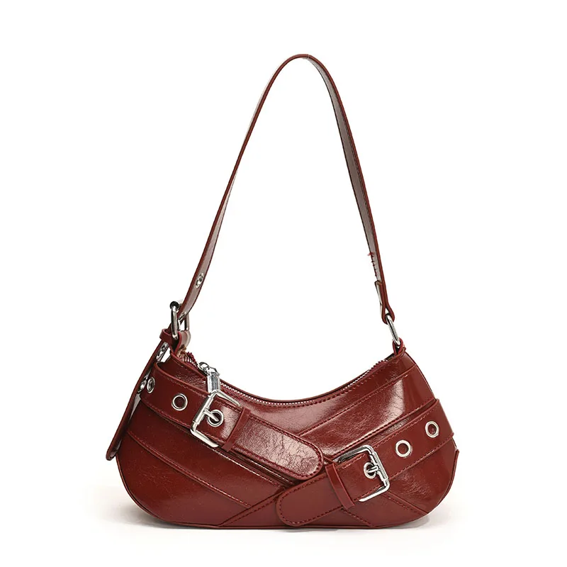 Vrouwen PU Vintage Top Handvat Tas Verstelbare Riem Y2k Retro Hot Girl Handtas Stijlvolle Onderarmtas Punk Stijl Handtas