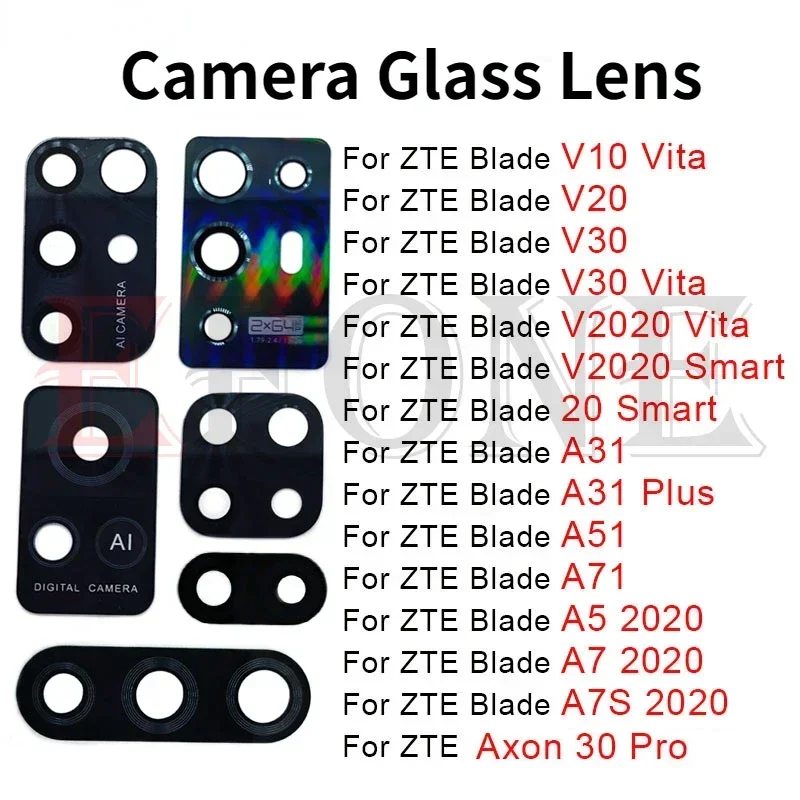 

5 шт. для ZTE Blade V50 V10 V20 V30 V2020 A31 A51 A71 A5 A7 A7S 2020 Vita 20, умная задняя камера, стеклянная линза