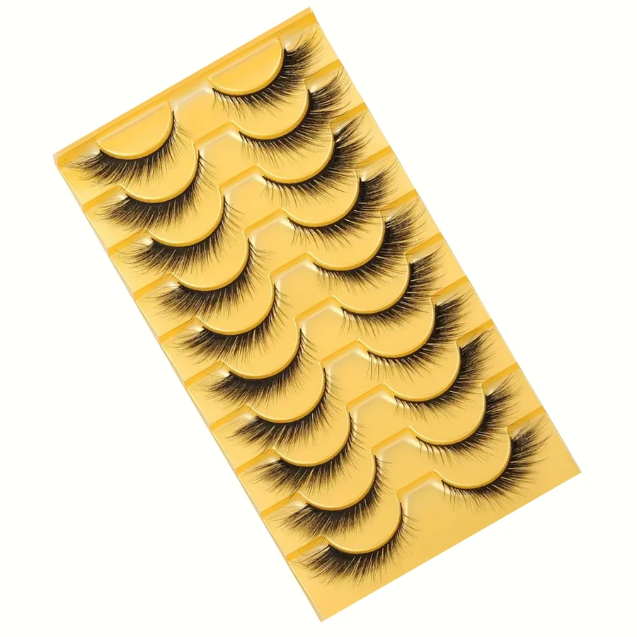 10 أزواج من الرموش الصناعية الناعمة ذات العين المانجو ثلاثية الأبعاد الطويلة والسميكة، لافتة للنظر، رموش صناعية كاملة، تعزز مظهر العين