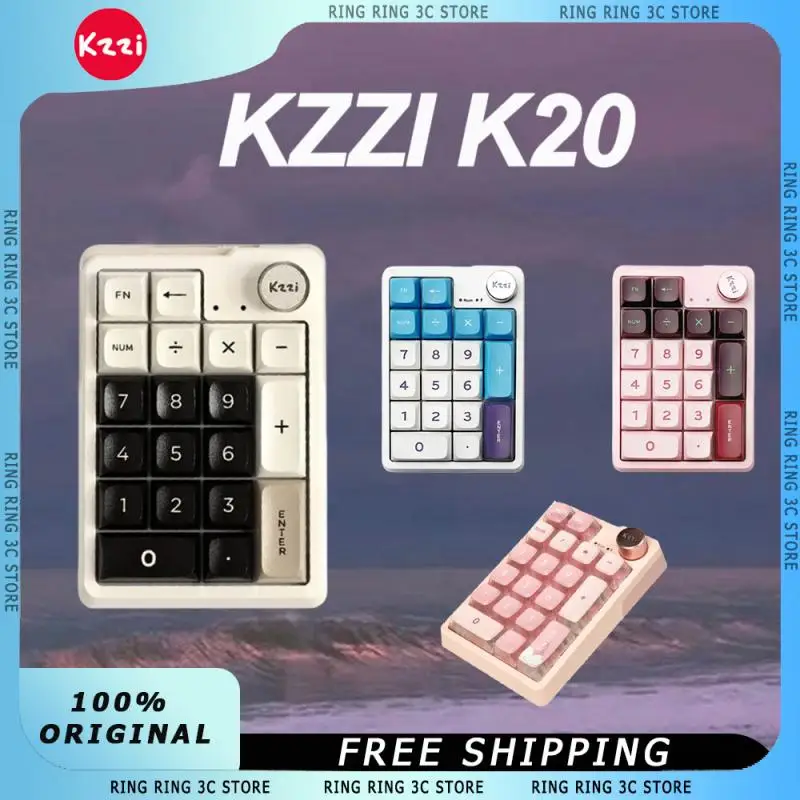 

Kzzi K20 Mini Keyboard Wireless Number Pad 3-Mode RGB Gasket Hot Swap Customized Office Gaming Mechanical Keyboard Accessories