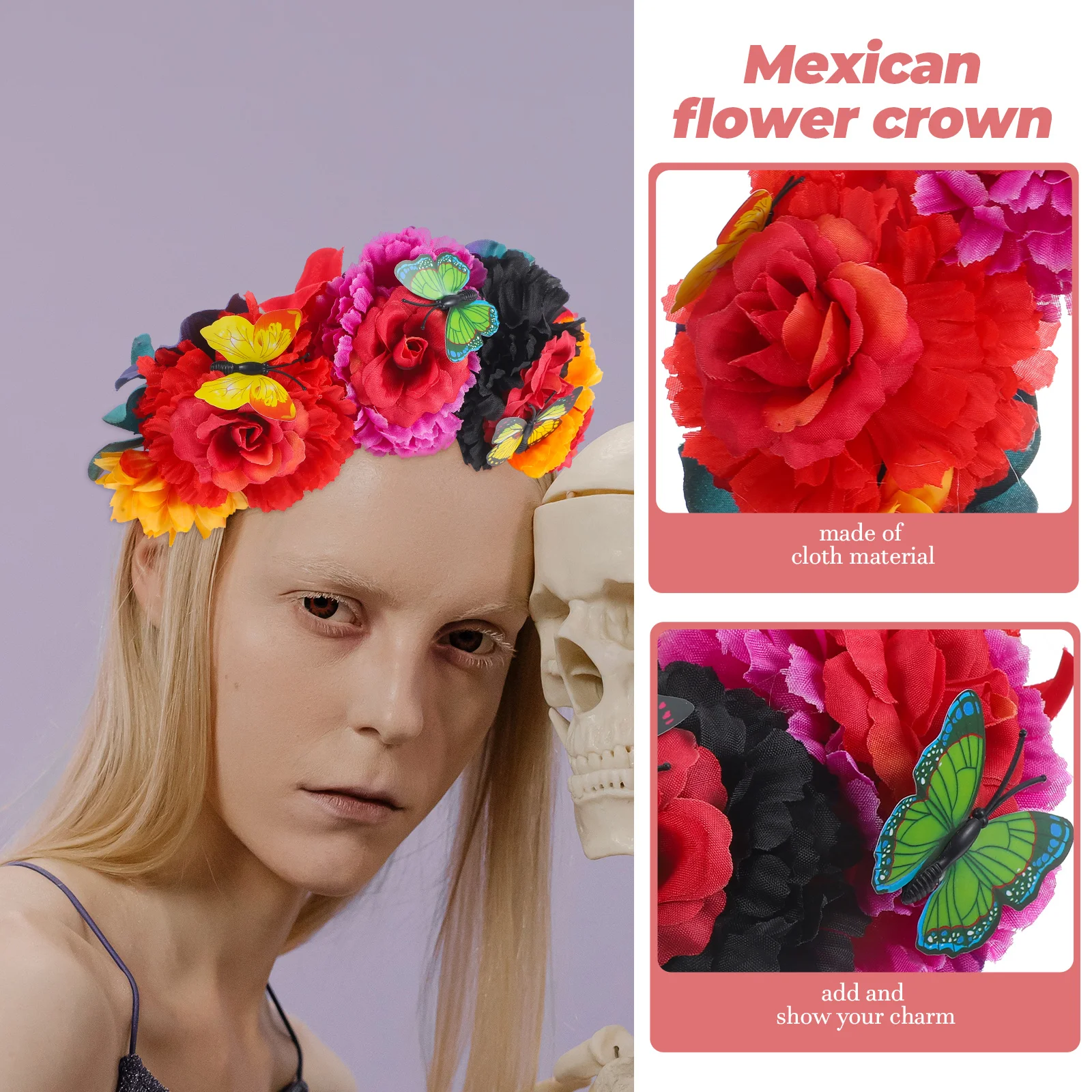 Corona delle fate 3 #   Accessori per costumi messicani Fasce per fiori Cappelli per donne Sposa