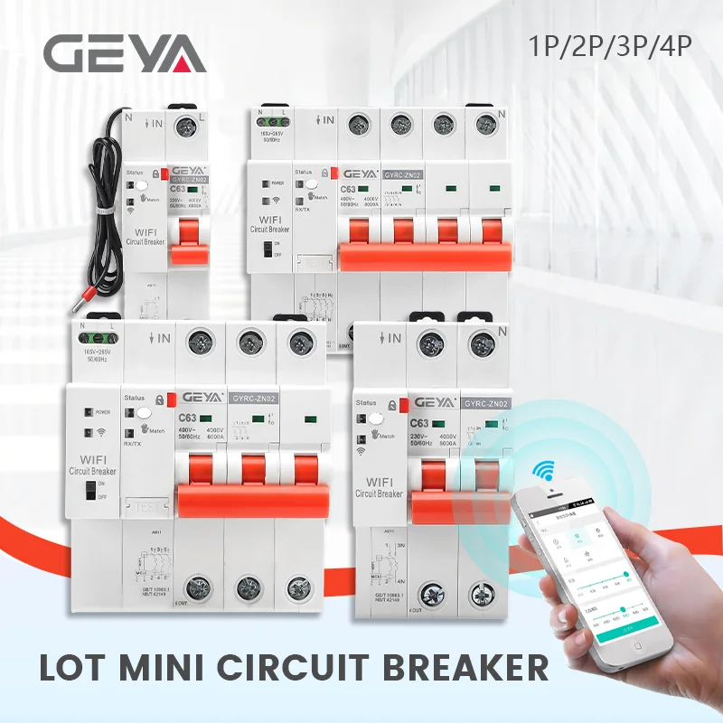TUYA System Wireless Smart 32A/63A Miniature Circuit Breaker Switch with Remote Control for Home Safety Management