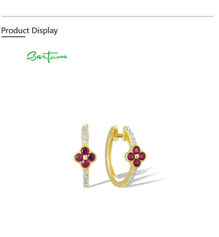 SANTUZZA Authentische 925 Sterling Silber Creolen für Damen mit Rubin, Blauem Saphir und Weißem CZ, Exquisiter Blumenschmuck – Detail 7