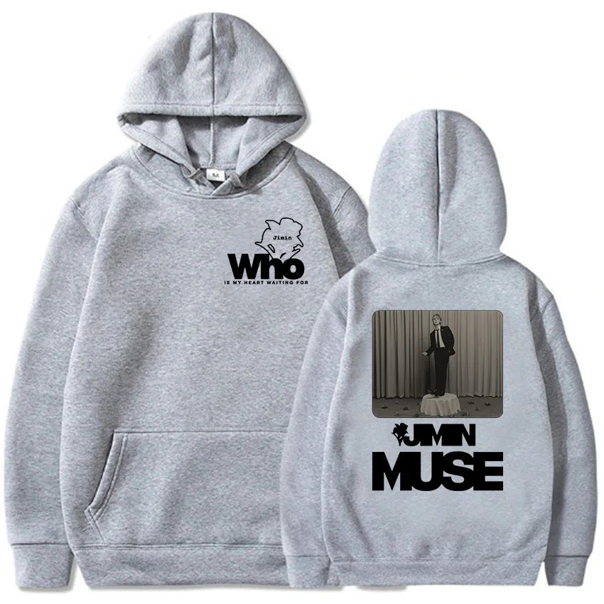 Hoodies Jimin Muse Album Graphic Sweatshirts Who Is My Heart Waiting For Flower Printing Pullovers Moletom Feminino Winter Women