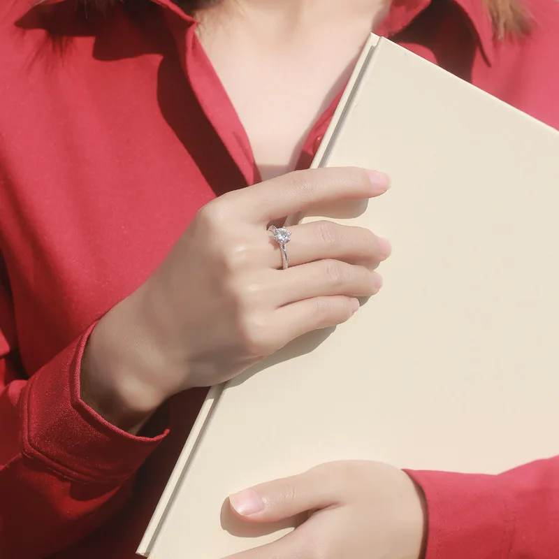 Nowy 1/2 Carat D kolor Moissanite diamentowy pierścionek regulowane pierścienie otwierające 100% 925 srebro kamień obrączka zaręczynowa biżuteria