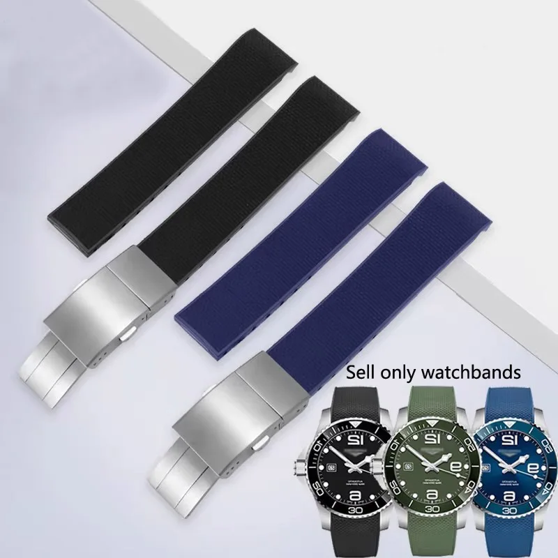 عالية الجودة سيليكون فلوروس المطاط حزام الساعات 21 مللي متر ل لونجين هيدروكونكويست L3 الفتح الرياضة الغوص ساعة الأشرطة