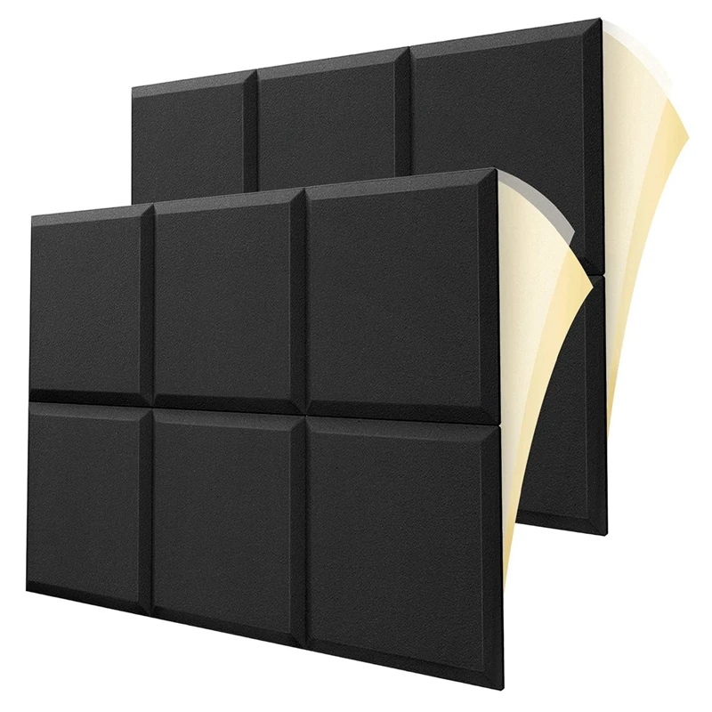 

12 Pack Sound Proof Foam Panels Self Adhesive 1Inch X 12Inch X 12Inch Fuss Free Installation Sound Proofing Padding