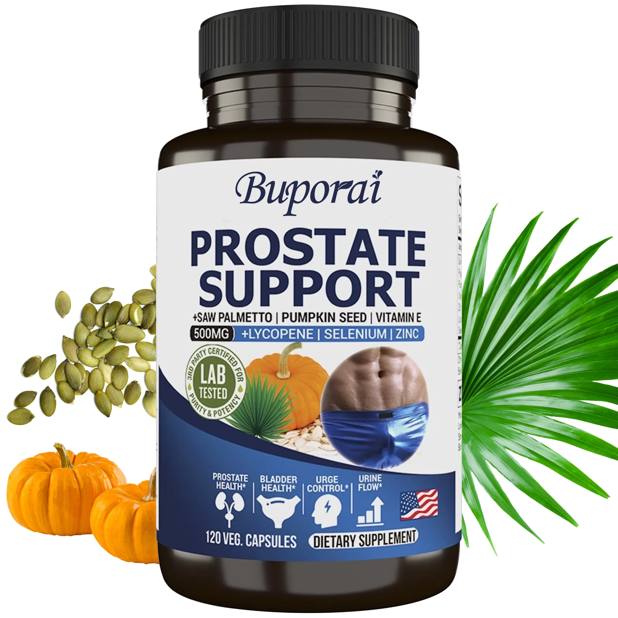 

Prostate Support - Urinary Tract Health, Reduces Frequent Urination, Prevents Hair Loss, Saw Palmetto, Pumpkin Seed Oil