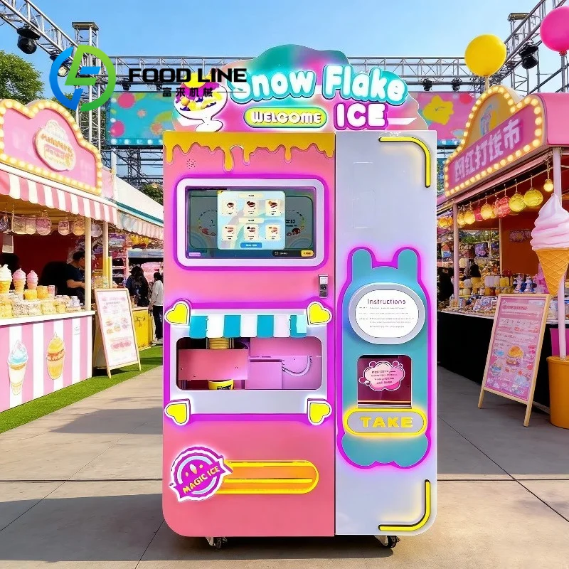 Shaved Ice Vending Machine Optimized For Farmers Market Dispensing Locally Sourced Flavor Icy Treats With Eco Friendly Packaging