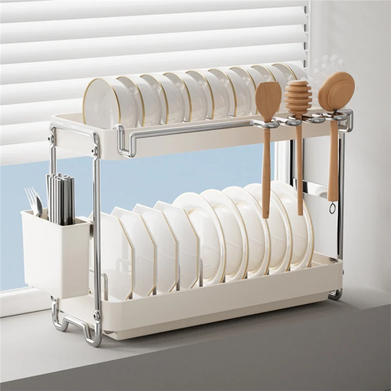 

G6-стойка для посуды из нержавеющей стали, кухонный органайзер для хранения посуды на столешнице, сливная корзина-аксессуар для раковины, экономящий место