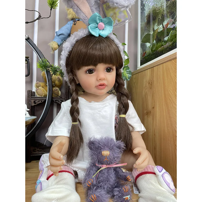 55CM 전신 비닐 프린세스 베티 리본 유아 인형 다층 페인팅 피부와 눈에 띄는 정맥 신생아 여아 인형