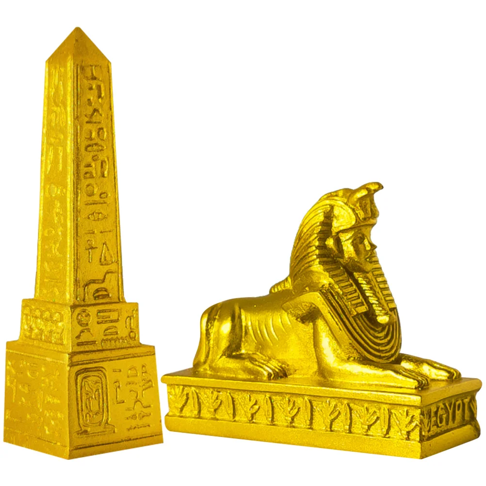 

1Set Ancient Egypt Obelisk Statue Egyptian Sphinx Desk Decoration Resin Craft Desktop Ornament Home Office Accent