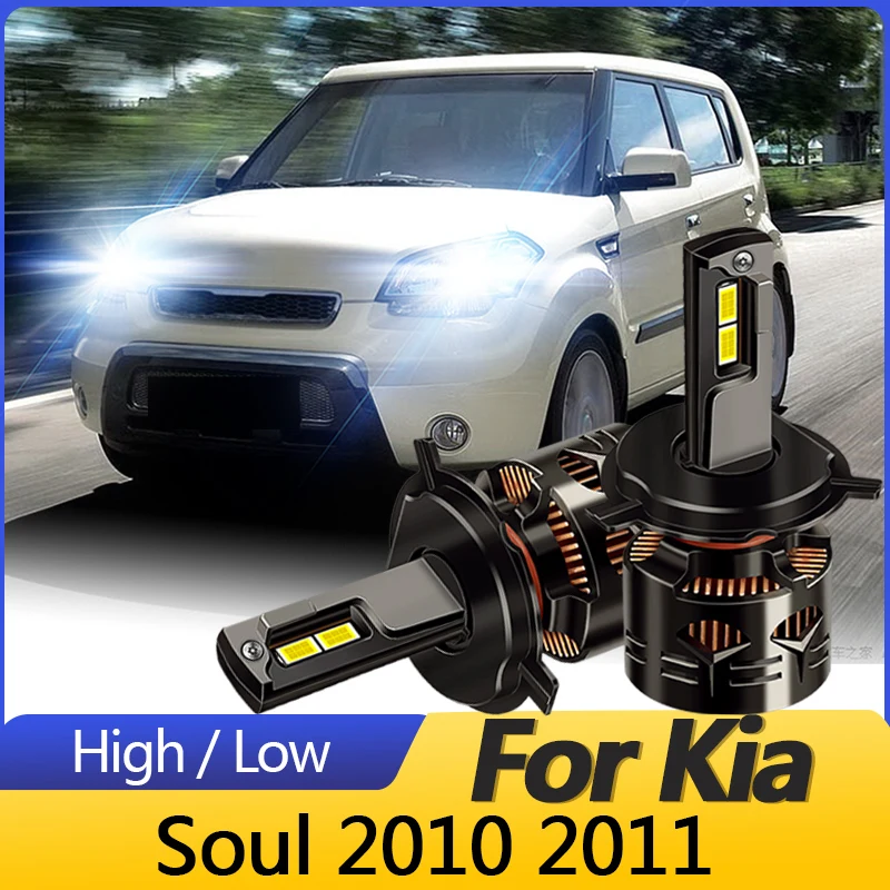 2PCS H4/9003/HB2 Canbus LED Headlight Light Hi/Low Beams Bulbs White car light For Kia Soul 2010-2011 30000LM 12V Plug and Play