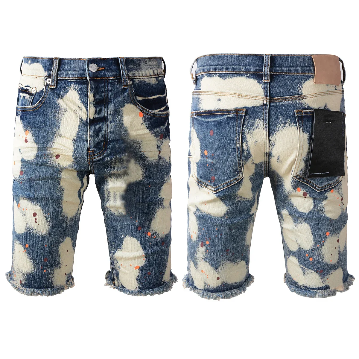 

5090 Denim Shorts High Street Casual Black White Plaid Patchwork Jeans Summer Slim-fit Pants Men Women