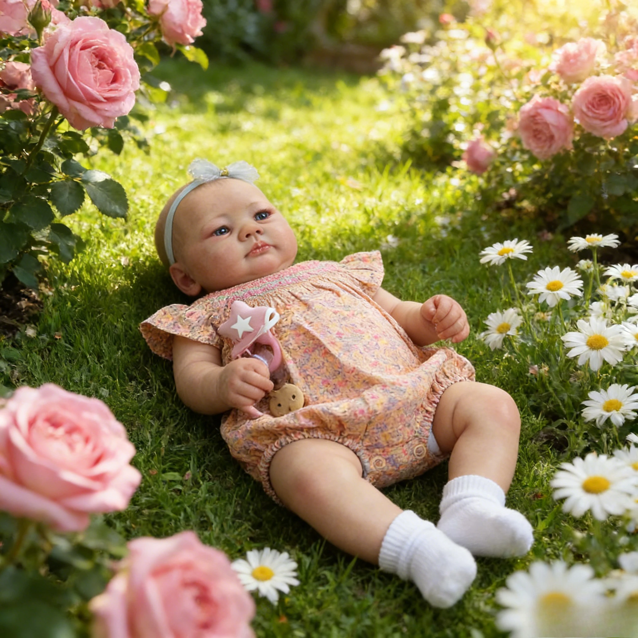 Muñeca Reborn de 48 cm, Cuerpo de Algodón Suave, Muñeca Lali - Linda Niña con Cabello Pintado, Muñeca Bebé para Niños
