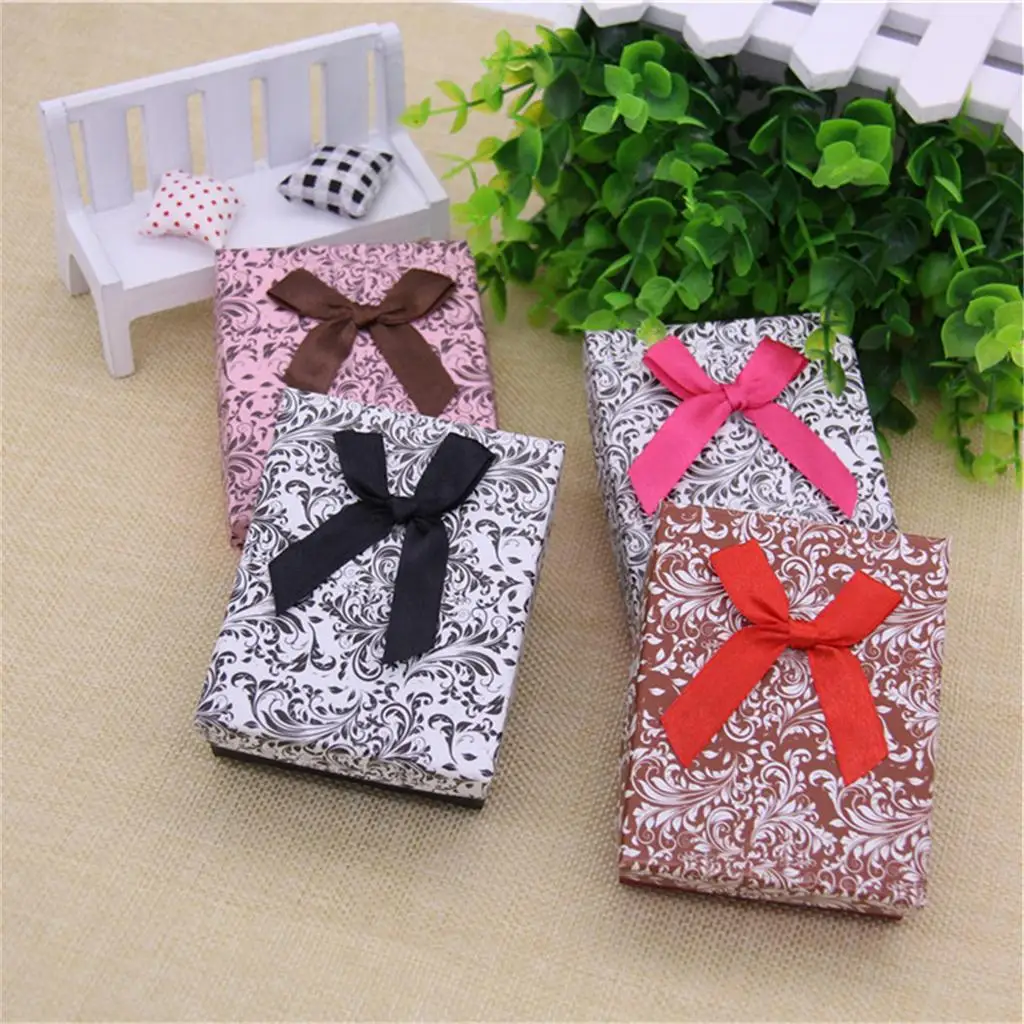 

12pcs Festival Gift Package Flower Cardboard Ribbon Jewelry Box with Sponge
