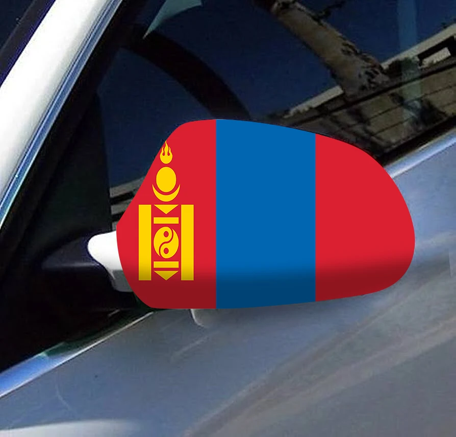 Directly Delivery 2 Pcs Free Size Four-way stretch fabric Mongolia Flags Car Mirror Cover