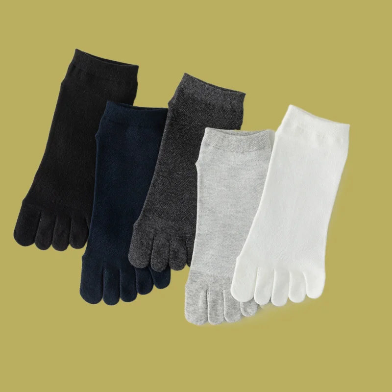 1/3/5 Pairs 2024 New Five-finger Socks Men's Cotton Socks Solid Color Split Toe Thin Toe Socks Mesh Anti-athlete's Foot Socks