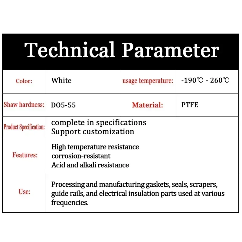 

White PTFE flat gasket CS 0.8MM wear-resistant pad high-voltage insulation gasket corrosion-resistant high-temperature resistant