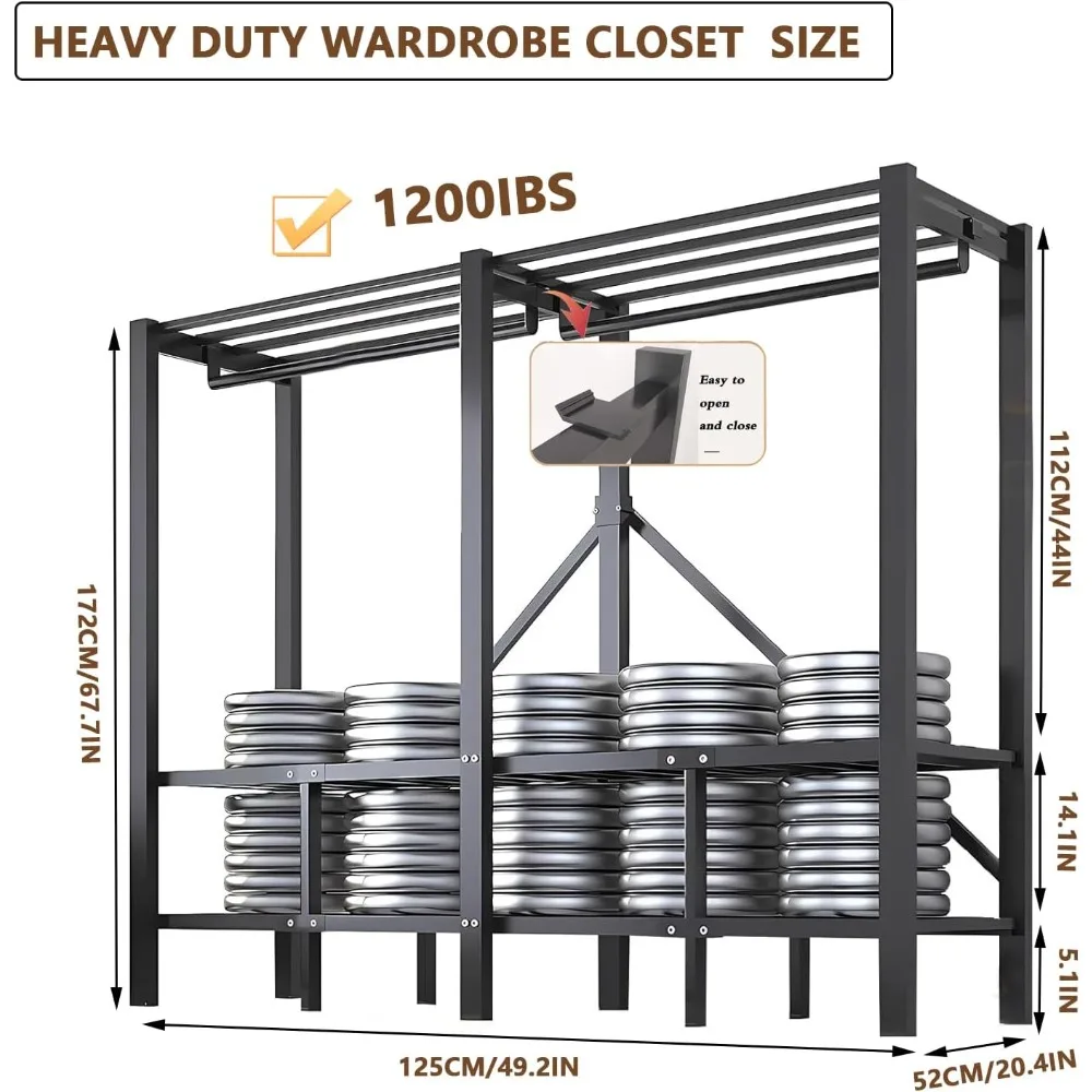 Portable Heavy-Duty Foldable Clothes Rack with Cover, Ideal for Hanging and Storing Clothing, Compact Garment Rack for Home Use