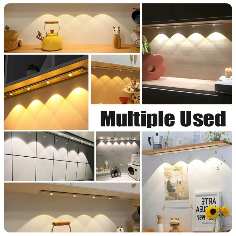 Motion Sensor Light Aluminium LED Night Light 3 Colors USB Cabinet Light Bar Room Decoration Lamp For Closet Gradevin Showcase