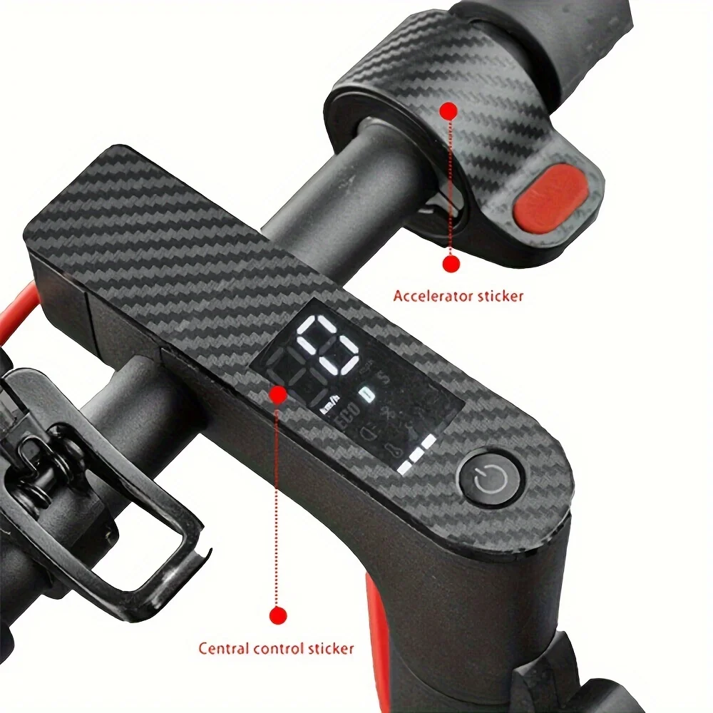 1 set of carbon fiber texture panel waterproof and non-slip accelerator + instrument film suitable for m365/pro electric scooter