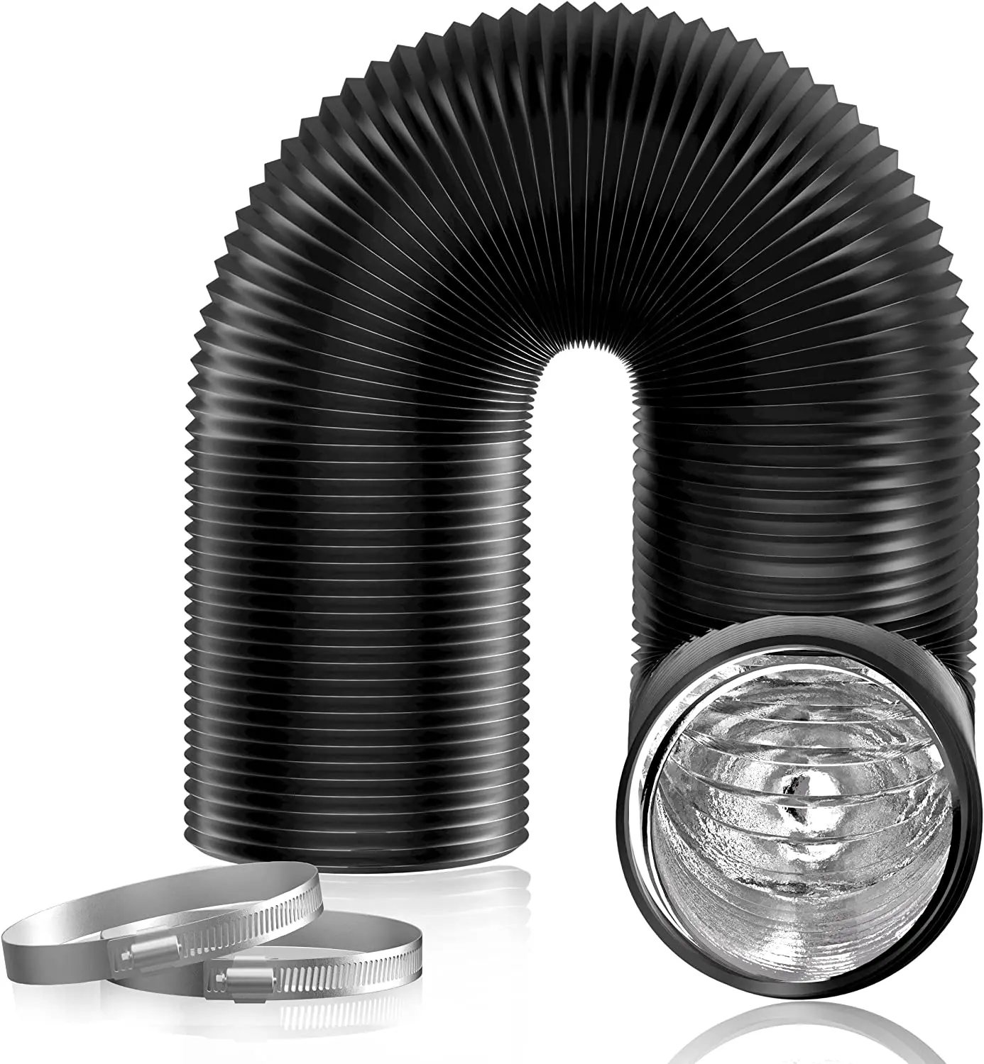 

Hon&Guan Long Air Duct Ventilation Hose Heavy Duty Quad Protection Dryer for Heating Cooling Ventilation and Exhaust With 2Clips