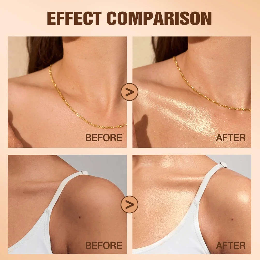 هايلايتر سائل زيتي لامع للجسم يدوم طويلاً، ترتر مضيء، يسلط الضوء على مكياج تفتيح كونتور الوجه