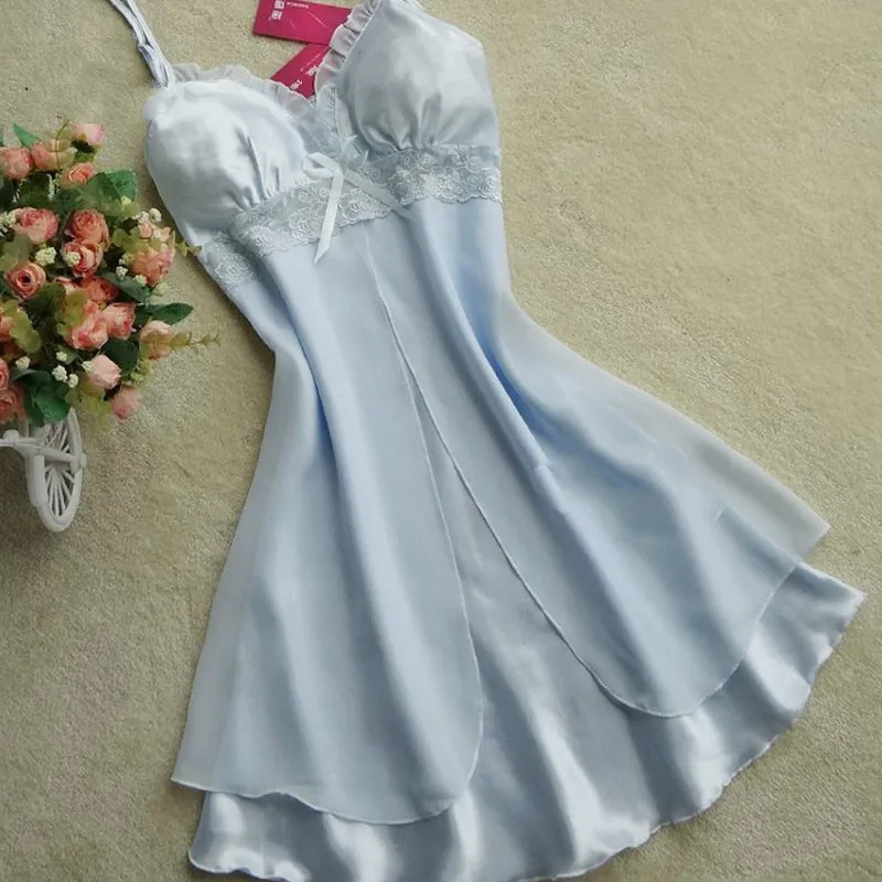 2024 New Women Sexy Silk Satin Night Gown Sleeveless Nightdress Lace Sleep Dress V-neck Nighties Night Shirt Sleepwear Nightwear