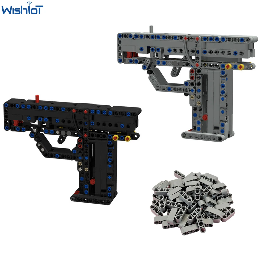 

MOC Building Blocks Gun 7006 Technical 1x3 Hole Beam 32523 Bullets Pieces Leather Band Assembled Puzzle Hand Grab Model Bricks