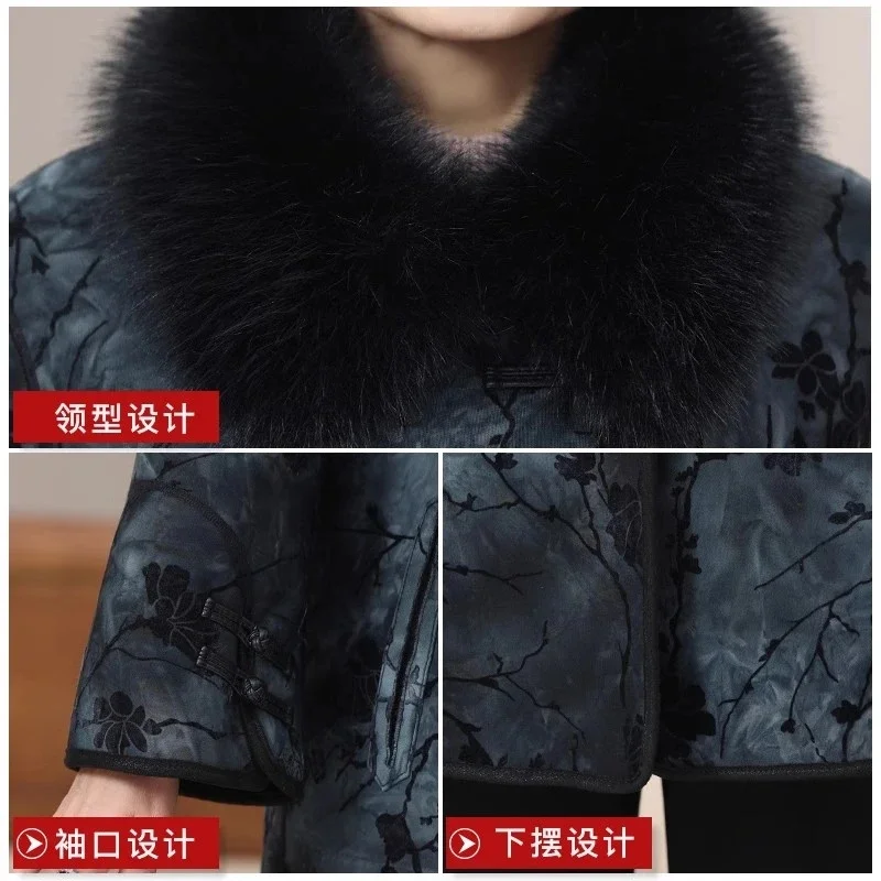 Grandma Winter Faux  Fur Jacket High Quality Thicken Warm Mink Coat Large Size 6XL Elderly Mother Velvet Parkas Fur Overcoat