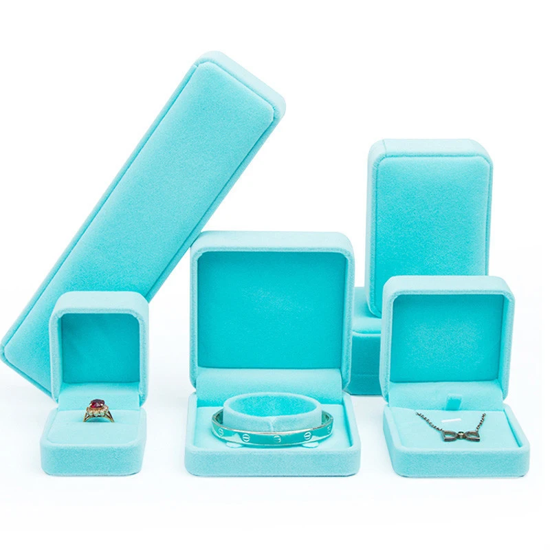 Grün Samt Anhänger Halskette Schmuck Paket Box Ohrring Armband Lagerung Fall Hochzeit Ring Geschenk Box Schmuck Veranstalter Halter