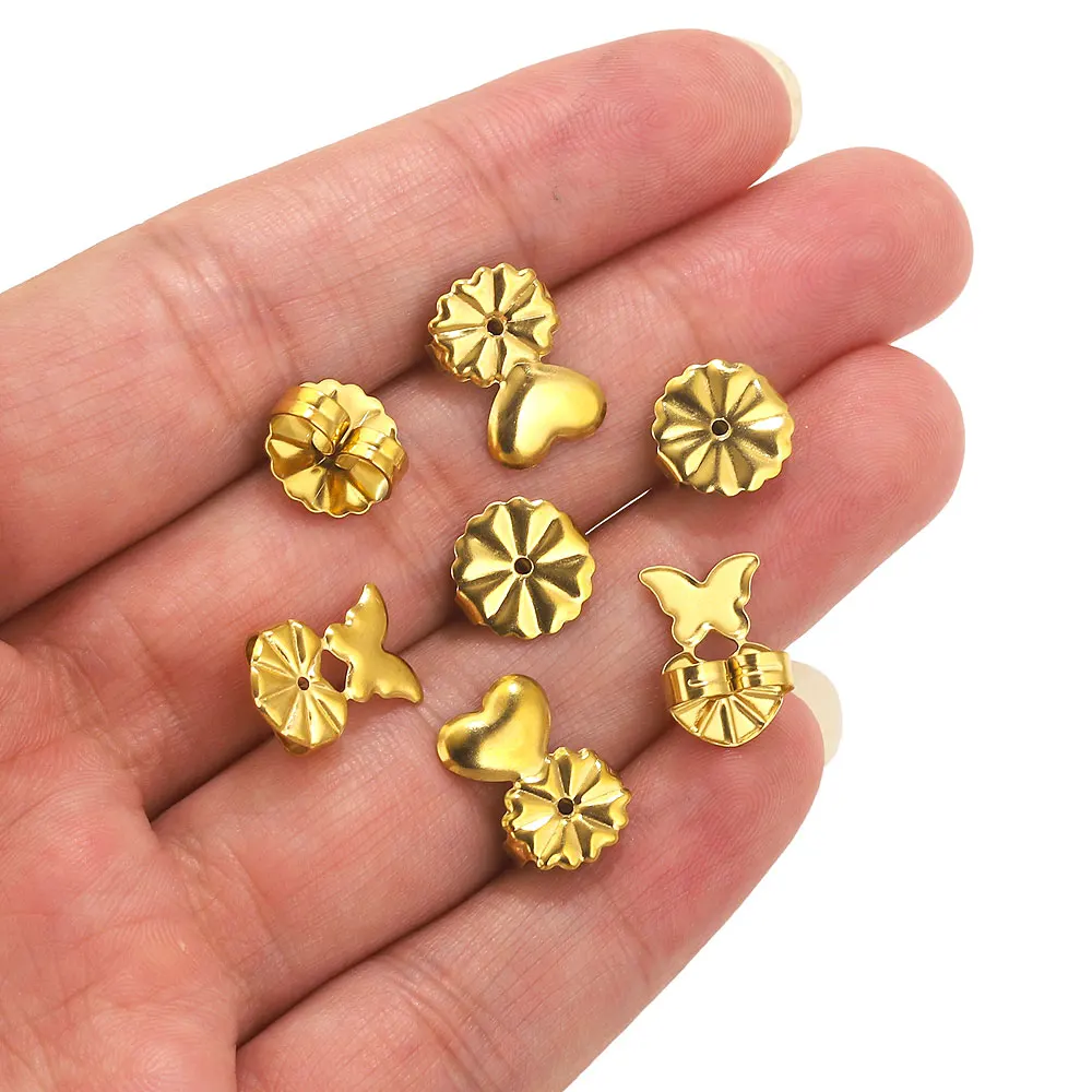 20pcs Stainless Steel Earring Lifters Backs Fixtures DIY Earrings Backs Fixtures For Ear Studs Plug Stoppers Jewelry Components